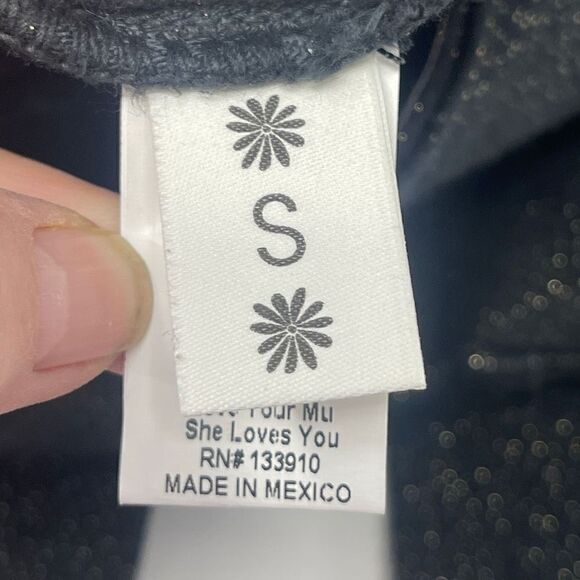 Mumu Blue Women's High Waist Elastic Waist Metallic Gray Bell Bottom Pants Sz S - Picture 8 of 11